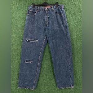 VTG 90’s The Source Hip Hop Embroidered Baggy Wide Leg Denim Jeans Mens SZ 38x32